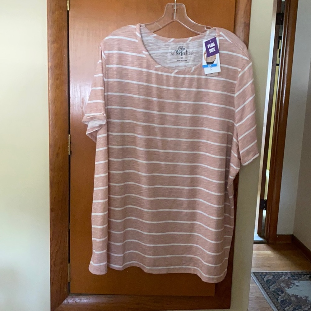 Como Vintage Rose Smoke Striped Tee Size 3x.